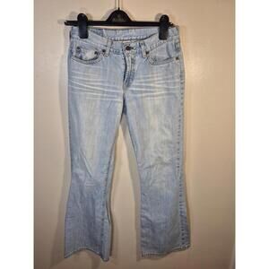 Vintage Lucky Brand Dream Jean Low Rise Flare Size 6 / 28 Light Wash Thrashed